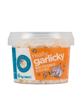 Sól morska w płatkach z czosnkiem-55g. Cornish Sea Salt Flakes.